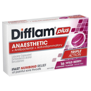Difflam Plus Anaesthetic Sugar Free Wild Berry Lozenges